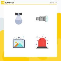 4 Thematic Vector Flat Icons and Editable Symbols of bomb image cam device frame Editable Vector Design Elements