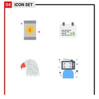 4 Universal Flat Icon Signs Symbols of mobile eagle indian jan blogger Editable Vector Design Elements