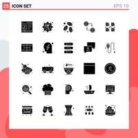 Modern Set of 25 Solid Glyphs Pictograph of file swap gear change coffee bean Editable Vector Design Elements