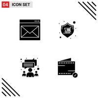 Stock Vector Icon Pack of 4 Line Signs and Symbols for communication warranty email shop group Editable Vector Design Elements