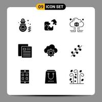 paquete de iconos de vector de stock de 9 signos y símbolos de línea para elementos de diseño de vector editables de datos de Internet de pieza de educación de prueba
