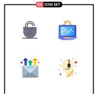 Universal Icon Symbols Group of 4 Modern Flat Icons of lock marketing internet setting assistance Editable Vector Design Elements