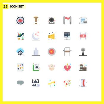 25 Universal Flat Color Signs Symbols of growth message web cam paper start Editable Vector Design Elements