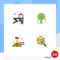 paquete de interfaz de usuario de 4 iconos planos básicos del árbol de comunicación deslizante noticias de la naturaleza elementos de diseño vectorial editables vector