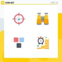 Modern Set of 4 Flat Icons and symbols such as business blocks planning search alphabet Editable Vector Design Elements