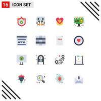 Modern Set of 16 Flat Colors and symbols such as grid web love seo advertising Editable Pack of Creative Vector Design Elements