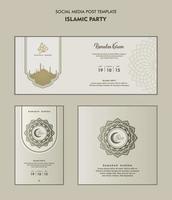 Set of social media post template for ramadan kareem and Good for and good for another islamic party vector