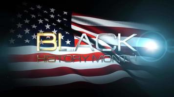 Black History Month golden text with USA flag video