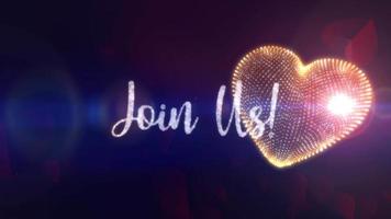 Abstract Join Us golden text burst flare light animation video