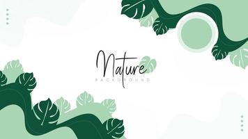 Natural Background with a Combination of Monstera Leaf Lines, Minimalist with a Combination of Monstera Leaf Lines and Curves. Green Background. vector