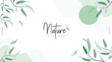 Natural Background with a Combination of Leaf Lines, Minimalist with a Combination of Leaves and Curved Lines. Green Background. vector