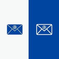 bandeja de entrada de correo electrónico línea de correo y glifo icono sólido banner azul línea y glifo icono sólido banner azul vector