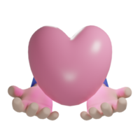 3D two hands holding glowing love transparent background png