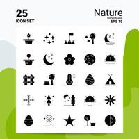 25 Nature Icon Set 100 Editable EPS 10 Files Business Logo Concept Ideas Solid Glyph icon design vector