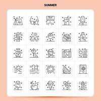 OutLine 25 Summer Icon set Vector Line Style Design Black Icons Set Linear pictogram pack Web and Mobile Business ideas design Vector Illustration