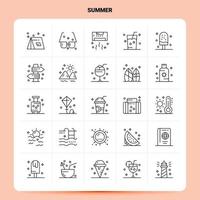 OutLine 25 Summer Icon set Vector Line Style Design Black Icons Set Linear pictogram pack Web and Mobile Business ideas design Vector Illustration