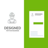 Worker Industry Avatar Engineer Supervisor Grey Logo Design and Business Card Template vector