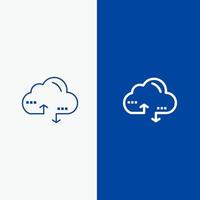 Cloud Computing Link Data Line and Glyph Solid icon Blue banner vector