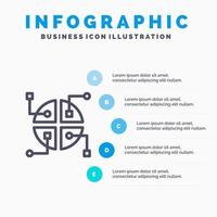 Construction Network Map Line icon with 5 steps presentation infographics Background vector