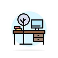 Comfort Desk Office Place Table Abstract Circle Background Flat color Icon vector