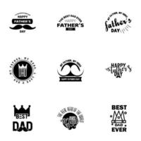 Happy fathers day 9 Black Typography set Vector typography Vintage lettering for greeting cards banners tshirt design You are the best dad Editable Vector Design Elements