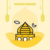 Ramadan kareem greeting template islamic crescent and arabic lantern vector illustration