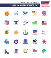 Stock Vector Icon Pack of American Day 25 Flat Signs and Symbols for shield american states american speaker Editable USA Day Vector Design Elements