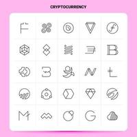 OutLine 25 Cryptocurrency Icon set Vector Line Style Design Black Icons Set Linear pictogram pack Web and Mobile Business ideas design Vector Illustration