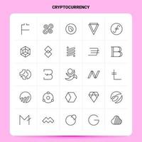 esquema 25 conjunto de iconos de criptomoneda diseño de estilo de línea vectorial conjunto de iconos negros paquete de pictogramas lineales ideas de negocios web y móviles diseño ilustración vectorial vector