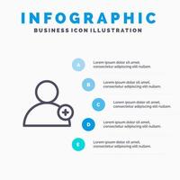 Follow New User Line icon with 5 steps presentation infographics Background vector