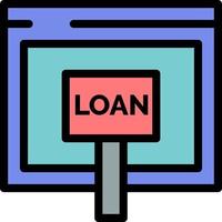 crédito internet préstamo dinero en línea color plano icono vector icono banner plantilla