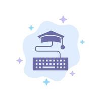 Key Keyboard Education Graduation Blue Icon on Abstract Cloud Background vector