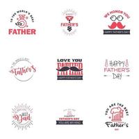 te amo diseño de tarjeta de papá para la colección de tipografía del día del padre feliz 9 elementos de diseño vectorial editables de diseño negro y rosa vector
