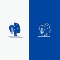 User Mind Making Programming Line and Glyph Solid icon Blue banner Line and Glyph Solid icon Blue banner vector