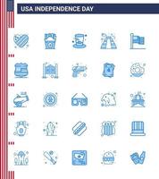 conjunto de 25 iconos del día de ee.uu. símbolos americanos signos del día de la independencia para la bandera hito del día de ee.uu. elementos de diseño vectorial editables del día de ee.uu. vector