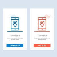 aplicación móvil aplicación móvil mapa de ubicación azul y rojo descargar y comprar ahora plantilla de tarjeta de widget web vector