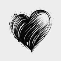 Heart Hand drawn heart icon sign - Brush drawing calligraphy heart black heart symbol - Heart cartoon vector illustration