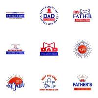 Happy Fathers Day 9 Blue and red Vector Element Set Ribbons and Labels Editable Vector Design Elements