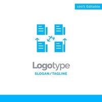 Exchange File Folder Data Privacy Blue Solid Logo Template Place for Tagline vector