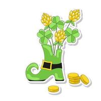 Leprechaun Boots with Clover and Gold vector