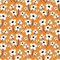 Seamless pattern with white abstract flowers on a yellow background, vector.Print vector