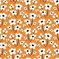 Seamless pattern with white abstract flowers on a yellow background, vector.Print vector