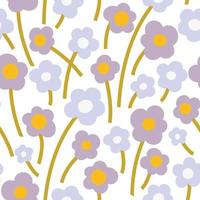 Seamless pattern with blue and lilac abstract flowers on a white background, vector.Print vector