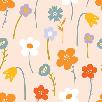 patrón vectorial sin costuras con flores abstractas multicolores sobre un fondo claro.imprimir vector