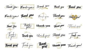 conjunto de diseños personalizados de letras de agradecimiento a mano. vector