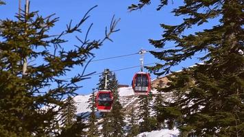 Cabelway in mountains ski resort video