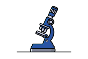 wetenschap laboratorium microscoop ontwerp. wetenschap gezondheidszorg voorwerp icoon concept. chemie, farmaceutica, microbiologie, wetenschap, exploratie symbool. microscoop ontwerp met schaduw. png