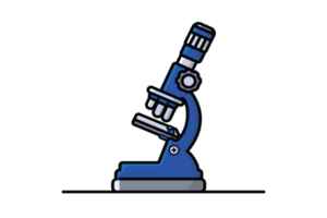 diseño de microscopio de laboratorio de ciencias. concepto de icono de objeto de ciencia sanitaria. química, farmacéutica, microbiología, ciencia, símbolo de exploración. diseño de microscopio con sombra. png