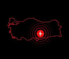 Turkey east earthquake. Big earthquake on the map. vector