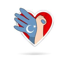 una mano amiga de esperanza para las víctimas del terremoto. en el corazón. bandera turca. terremoto de pavo. Grandes terremotos en el este de Turquía el 6 de febrero de 2023. vector